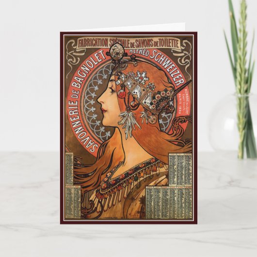 Mucha - Art Nouveau Feestdagen Kaart (Voorkant)