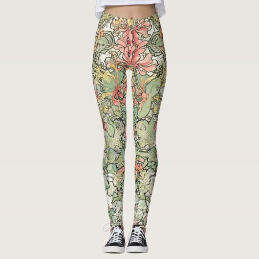 Mucha Art Nouveau Flowers All over Print Leggings (Voorkant)