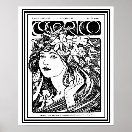 Mucha Art Nouveau Hoesje voor Cocorico- 16 x 20 Poster (Voorkant)