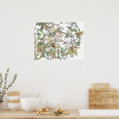 Mucha Art Nouveau Hollyhock Flowers Poster (Keuken)