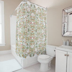 Mucha Art Nouveau Hollyhock Flowers Shower Curtain Douchegordijn