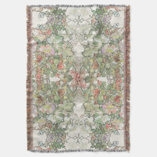 Mucha Art Nouveau Hollyhock Flowers Throw Blanket Deken