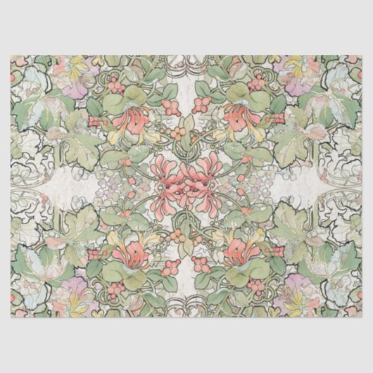 Mucha Art Nouveau Hollyhock Flowers Tissue Paper Tissuepapier (Voorkant)