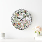 Mucha Art Nouveau Hollyhock Flowers Wall Clock Grote Klok (Huis)
