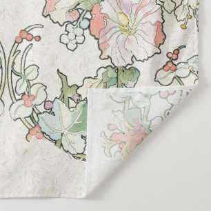 Mucha Art Nouveau Hollyhock Flowers Wall Tapestry Wandkleed