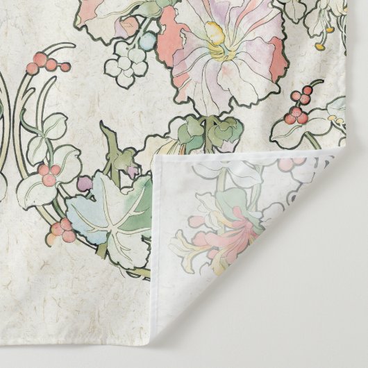 Mucha Art Nouveau Hollyhock Flowers Wall Tapestry Wandkleed (Detail)