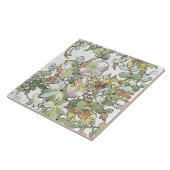 Mucha Art Nouveau Hollyhocks Floral Tile Tegeltje (Zijkant)