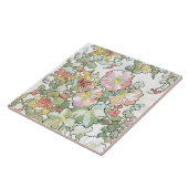 Mucha Art Nouveau Hollyhocks Floral Tile Tegeltje (Zijkant)
