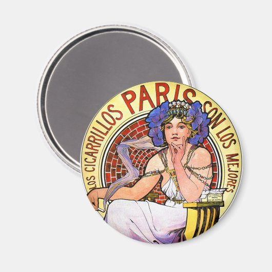 Mucha Art Nouveau Illustratie Magneet (Voorkant / Achterkant)