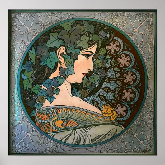 Mucha - Art Nouveau Klimop Poster (Voorkant)