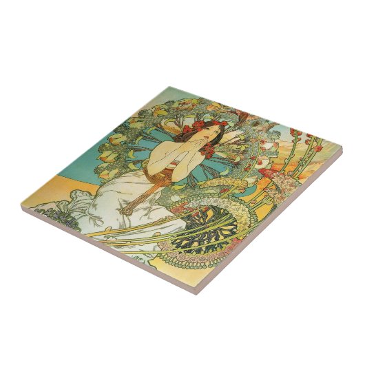 Mucha Art Nouveau Monte Carlo Ceramic Tile Tegeltje (Zijkant)
