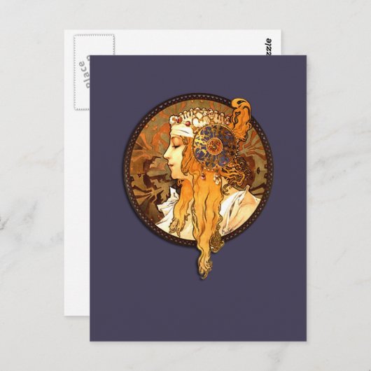 Mucha Art Nouveau Portrait Briefkaart (Voorkant / Achterkant)