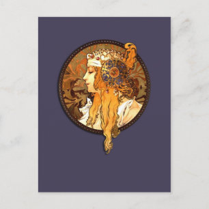 Mucha Art Nouveau Portrait Briefkaart