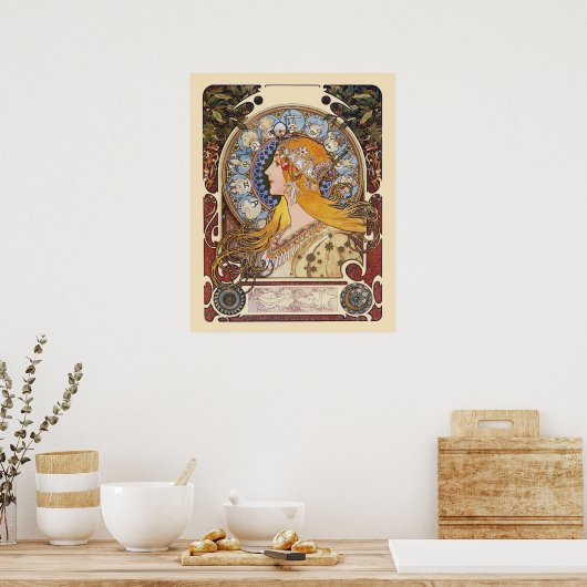 Mucha Art Nouveau Poster - Zodiac - La Plume (Keuken)