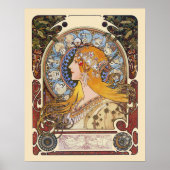 Mucha Art Nouveau Poster - Zodiac - La Plume (Voorkant)
