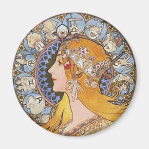 Mucha Art Nouveau Poster - Zodiac - La Plume Magneet