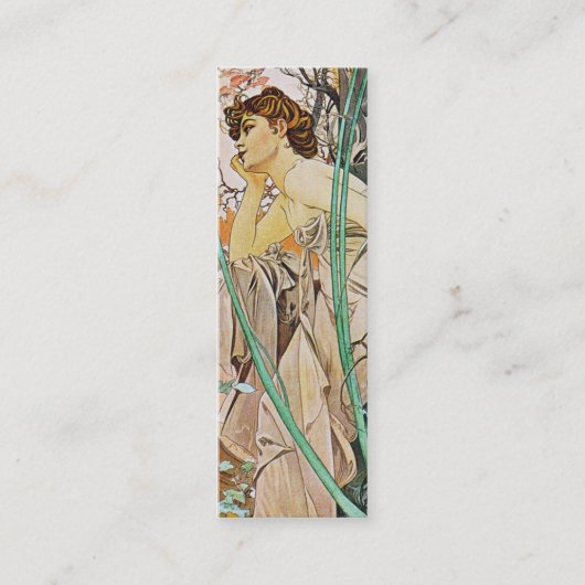 Mucha Art Nouveau Reverie Bladwijzer Visitekaartje (Voorkant)