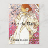 Mucha Art Nouveau Save the Date Briefkaart (Voorkant)