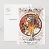 Mucha Art Nouveau Save the Date Briefkaart (Voorkant / Achterkant)