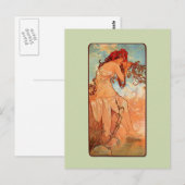 Mucha Art Nouveau Summer Briefkaart (Voorkant / Achterkant)