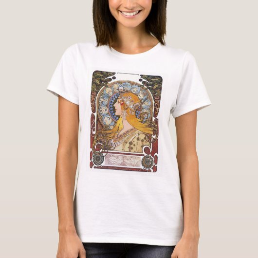 Mucha Art Nouveau T-Shirt - Zodiac - La Plume (Voorkant)