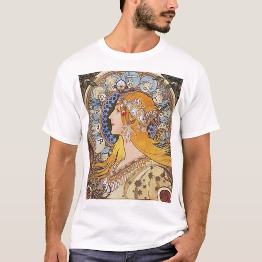Mucha Art Nouveau T-Shirt - Zodiac - La Plume (Voorkant)