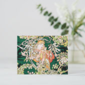 Mucha Art Nouveau: Vrouw met Daisy Briefkaart (Staand voorkant)