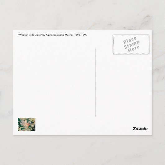 Mucha Art Nouveau: Vrouw met Daisy Briefkaart (Achterkant)