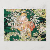 Mucha Art Nouveau: Vrouw met Daisy Briefkaart (Voorkant)