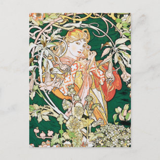 Mucha Art Nouveau: Vrouw met Daisy Briefkaart