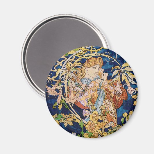 Mucha Art Nouveau: Vrouw met Daisy Magneet (Voorkant / Achterkant)