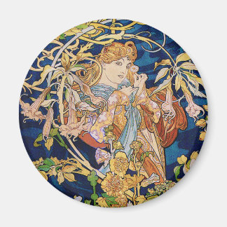 Mucha Art Nouveau: Vrouw met Daisy Magneet