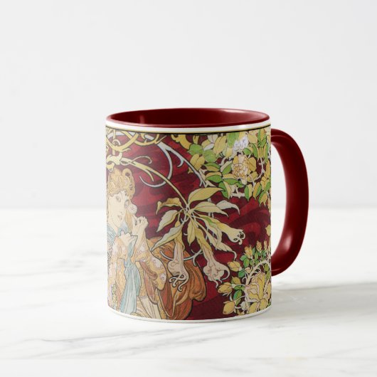Mucha Art Nouveau: Vrouw met Daisy Mok (Voorkant rechts)