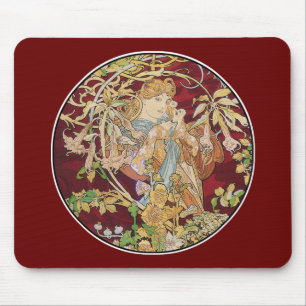 Mucha Art Nouveau: Vrouw met Daisy Muismat