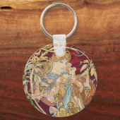 Mucha Art Nouveau: Vrouw met Daisy Sleutelhanger (Voorkant)