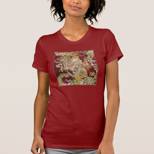 Mucha Art Nouveau: Vrouw met Daisy T-shirt (Voorkant)