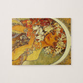 Mucha Art Nouveau-vrouw met leugens Legpuzzel (Horizontaal)