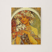 Mucha Art Nouveau-vrouw met leugens Legpuzzel (Verticaal)