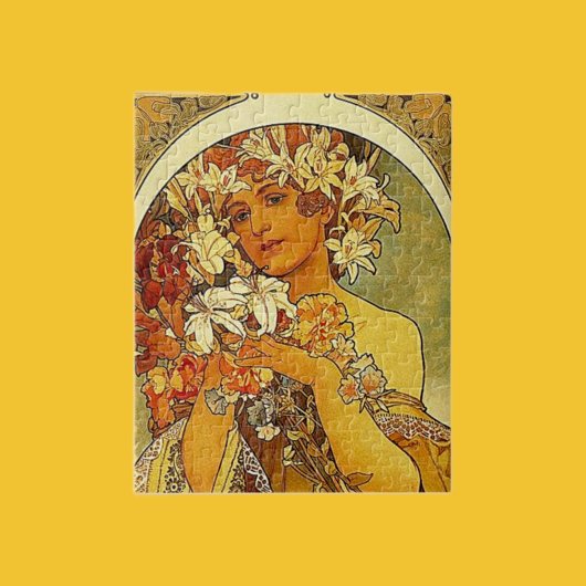 Mucha Art Nouveau-vrouw met leugens Legpuzzel