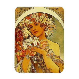 Mucha Art Nouveau-vrouw met leugens Magneet