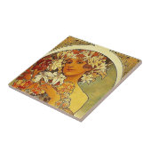 Mucha Art Nouveau-vrouw met leugens Tegeltje (Zijkant)