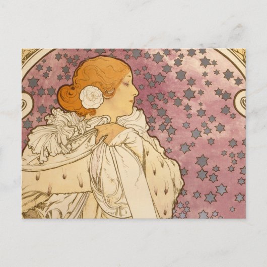 Mucha Art Nouveau Woman Beauty Briefkaart (Voorkant)