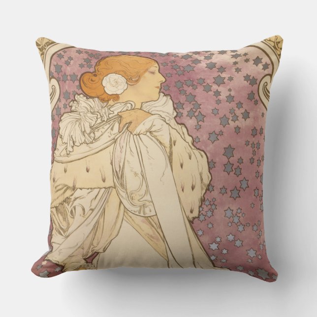 Mucha Art Nouveau Woman Beauty Buitenkussen (Voorkant)