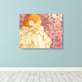 Mucha Art Nouveau Woman Beauty Canvas Afdruk (Insitu (Houten vloer))