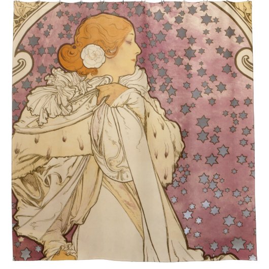 Mucha Art Nouveau Woman Beauty Douchegordijn (Voorkant)