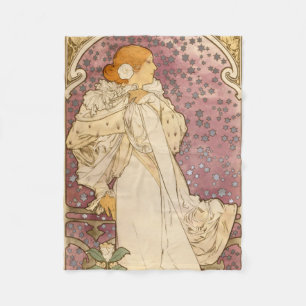 Mucha Art Nouveau Woman Beauty Fleece Deken