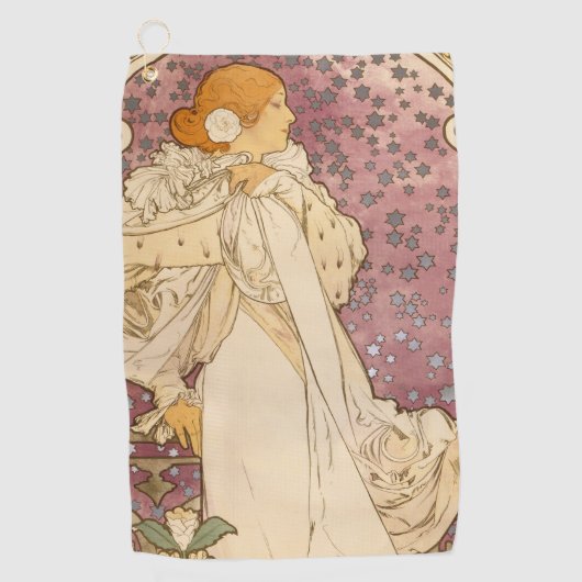 Mucha Art Nouveau Woman Beauty Golfhanddoek (Voorkant)