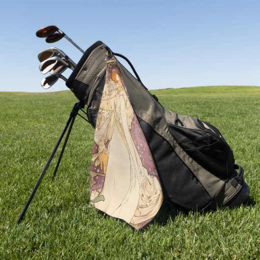 Mucha Art Nouveau Woman Beauty Golfhanddoek (Groen)