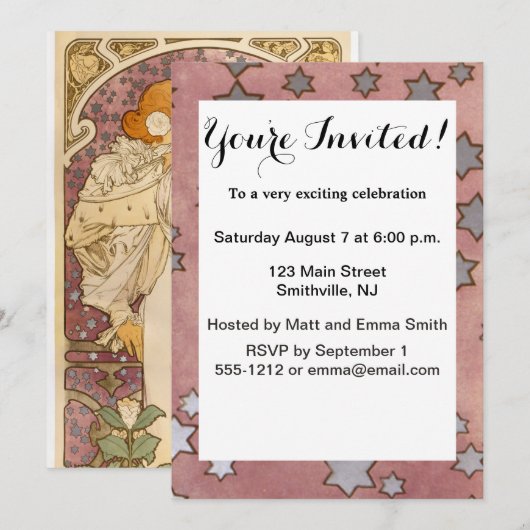 Mucha Art Nouveau Woman Beauty Kaart (Voorkant / Achterkant)