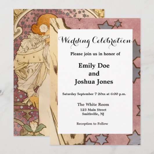 Mucha Art Nouveau Woman Beauty Kaart (Voorkant / Achterkant)